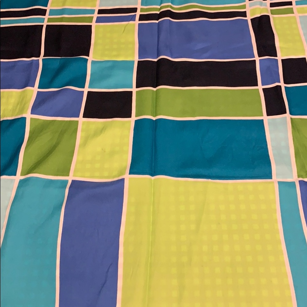 Italian scarf Big 36” x36” Turquoise, lime green.
